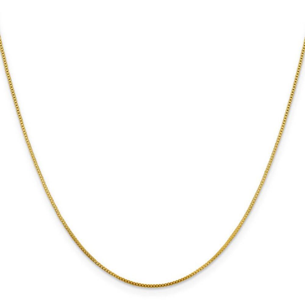 0.8mm Gold Tone Plated Sterling Silver Solid Box Chain Necklace, 20 In